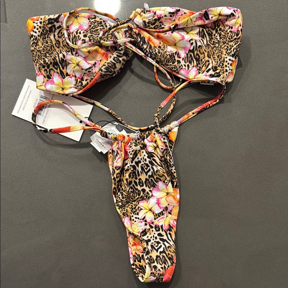 Floral Leopard Print Bikini